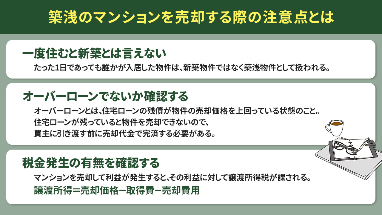 築浅のマンションを売却する際の注意点とは